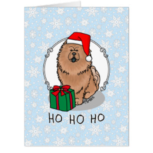 Christmas Santa Chow Chow Dog (cinnamon) Cute Card