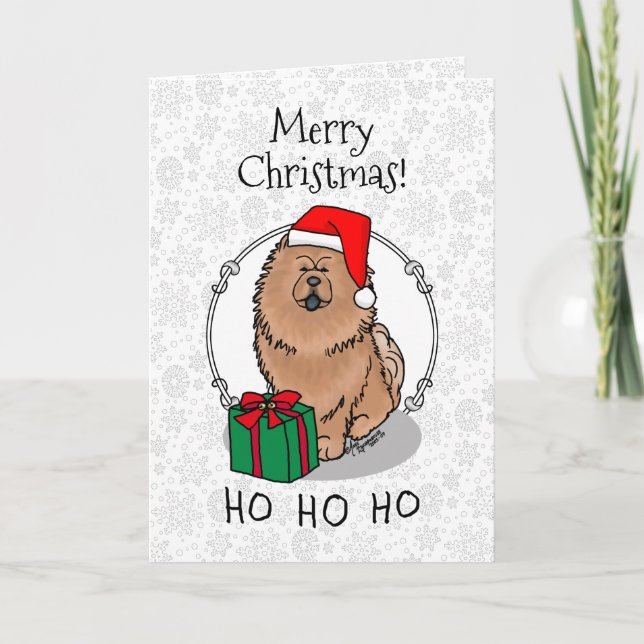 Christmas Santa Chow Chow Dog (cinnamon) Cute Card (Front)