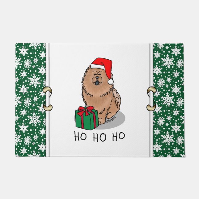 Christmas Santa Chow Chow Dog (cinnamon) Cute Doormat (Front)