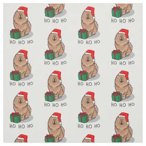 Christmas Santa Chow Chow Dog (cinnamon) Cute Fabric