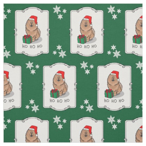 Christmas Santa Chow Chow Dog (cinnamon) Cute Fabric