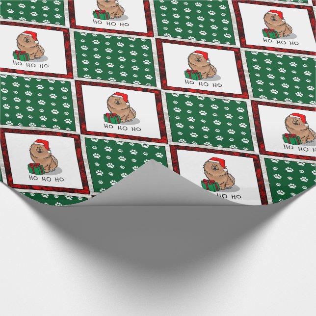 Christmas Santa Chow Chow Dog (cinnamon) Cute Wrapping Paper (Corner)