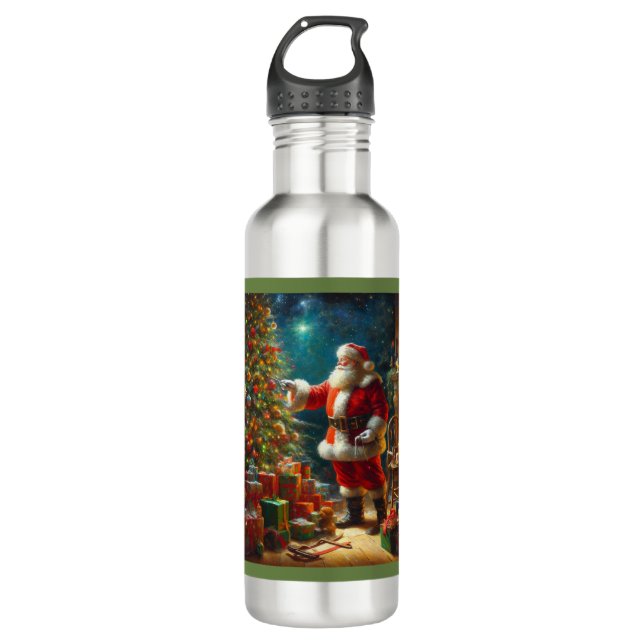 Christmas Santa Claus 1 Stainless Steel Water Bottle (Front)