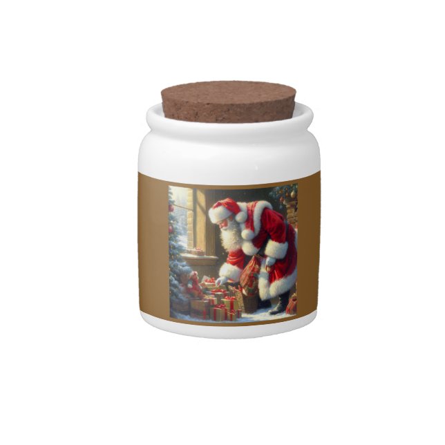 Christmas Santa Claus 3 Candy Jar (Front)