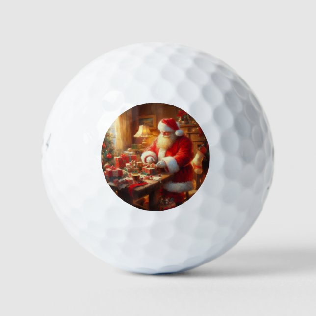 Christmas Santa Claus 4 Golf Balls (Front)