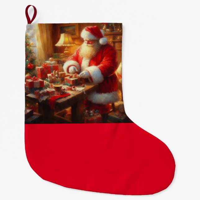 Christmas Santa Claus 4 Large Christmas Stocking (Front)