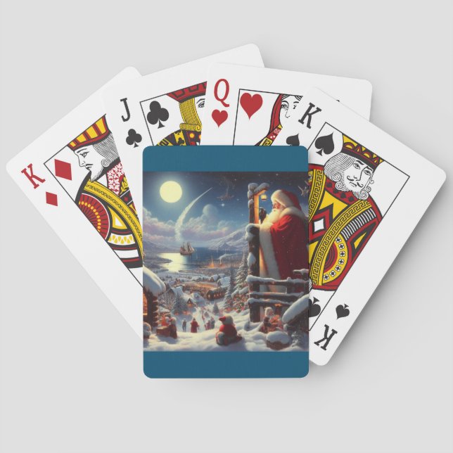 Christmas Santa Claus 5 Poker Cards (Back)