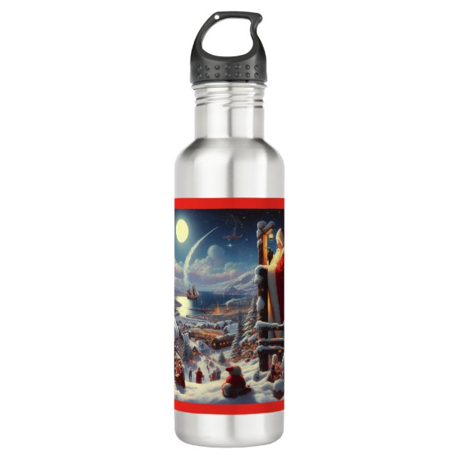 Christmas Santa Claus 5 Stainless Steel Water Bottle (Front)