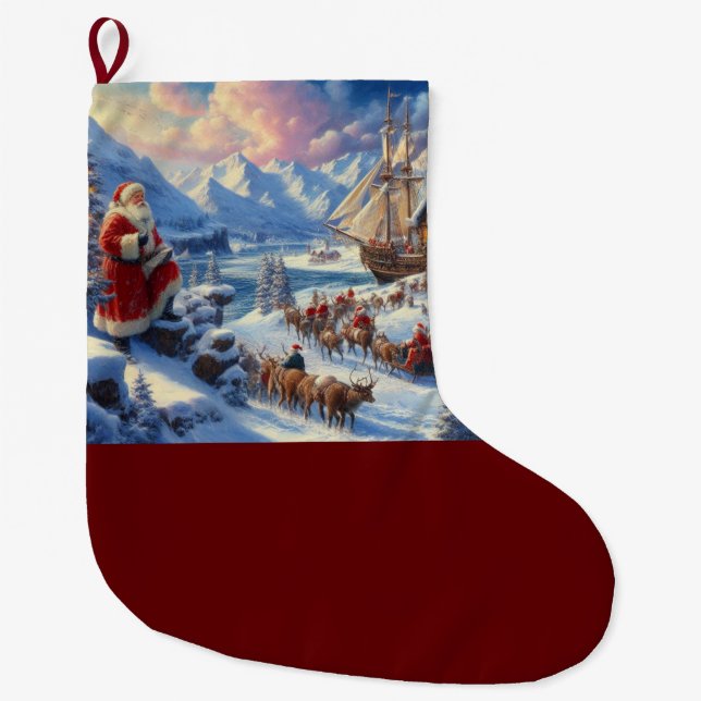 Christmas Santa Claus 6 Large Christmas Stocking (Front)