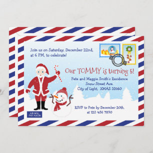 Christmas Santa Claus Air Mail Envelope Party Invitation