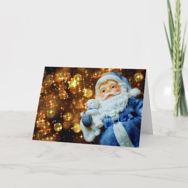 Christmas Santa Claus and Baby Polar Bear Card (Front)