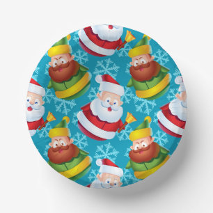 Christmas Santa Claus and Friend with Snowflake Paper Bowls