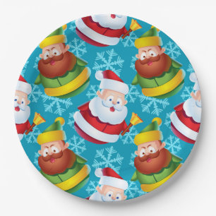 Christmas Santa Claus and Friend with Snowflake Paper Plates