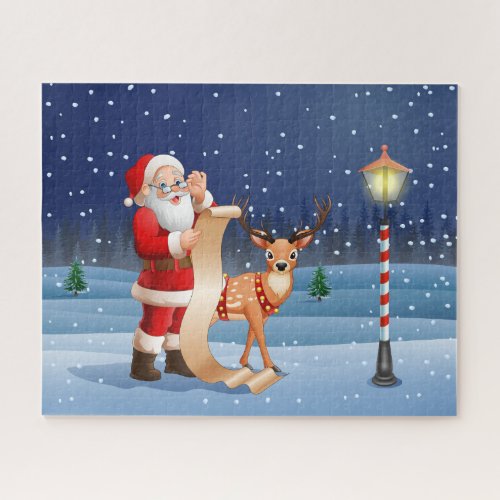 Christmas Santa Claus And Reindeer  Holidays Jigsaw Puzzle