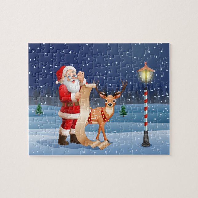 Christmas Santa Claus And Reindeer | Holidays Jigsaw Puzzle (Horizontal)