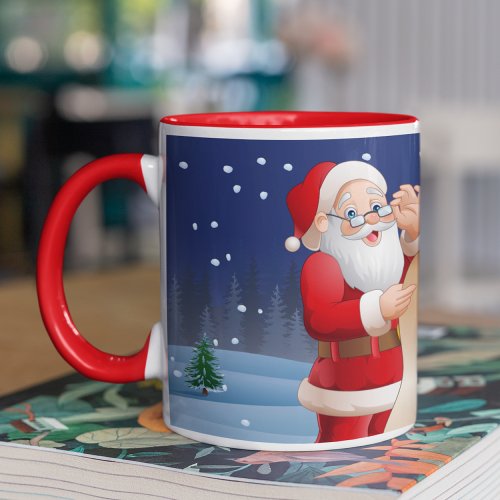 Christmas Santa Claus And Reindeer Mug