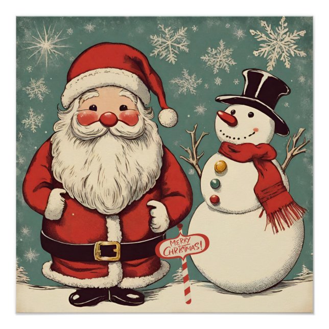 Christmas Santa Claus and Snowman  Poster (Front)