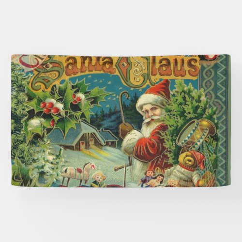 Christmas Santa Claus Antique Art Banner
