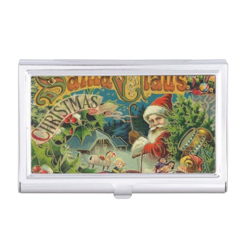 Christmas Santa Claus Antique Art Business Card Holder