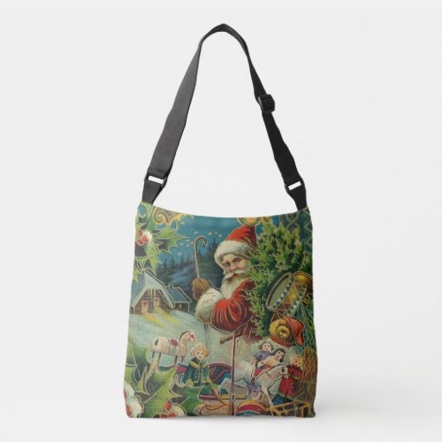 Christmas Santa Claus Antique Art Crossbody Bag