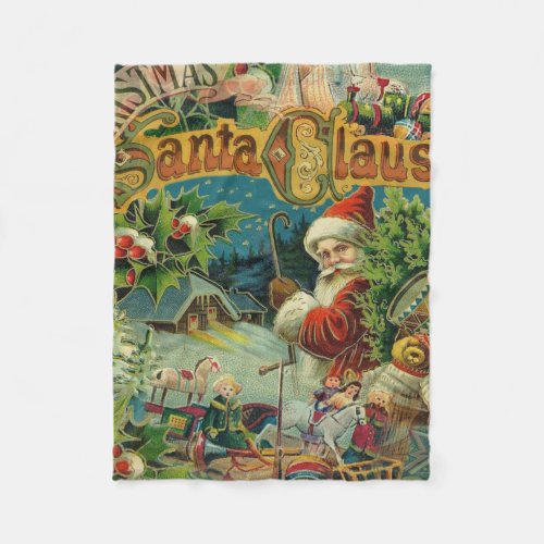 Christmas Santa Claus Antique Art Fleece Blanket