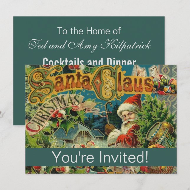 Christmas Santa Claus Antique Art Invitation (Front/Back)