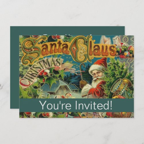 Christmas Santa Claus Antique Art Invitation