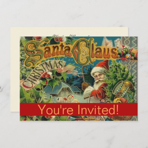 Christmas Santa Claus Antique Art Invitation