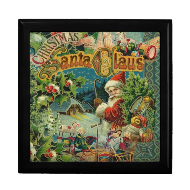 Christmas Santa Claus Antique Art Jewelry Box (Front)
