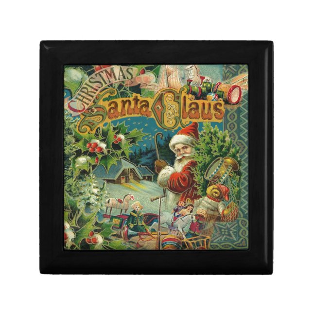 Christmas Santa Claus Antique Art Jewelry Box (Front)