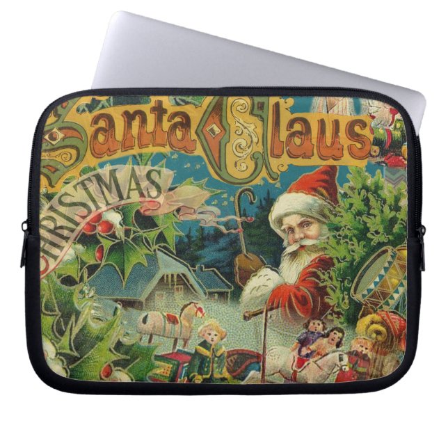Christmas Santa Claus Antique Art Laptop Sleeve (Front)