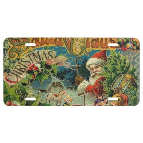 Christmas Santa Claus Antique Art License Plate