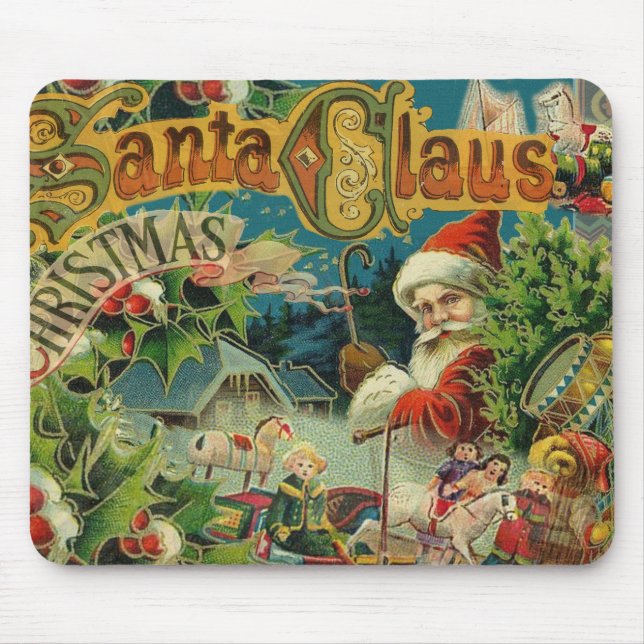 Christmas Santa Claus Antique Art Mouse Pad (Front)