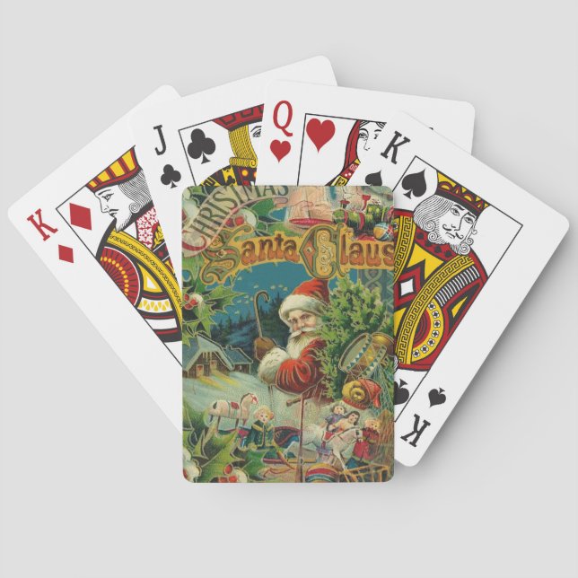Christmas Santa Claus Antique Art Poker Cards (Back)