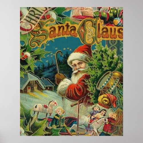 Christmas Santa Claus Antique Art Poster