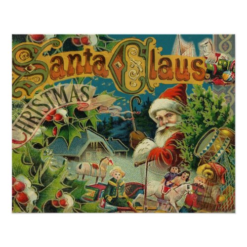 Christmas Santa Claus Antique Art Poster