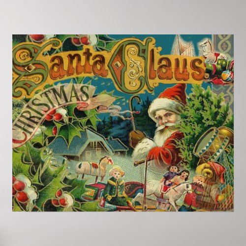 Christmas Santa Claus Antique Art Poster