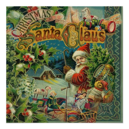 Christmas Santa Claus Antique Art Poster