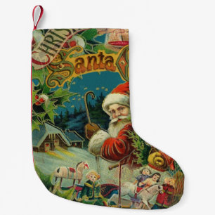 Christmas Santa Claus Antique Art Small Christmas Stocking