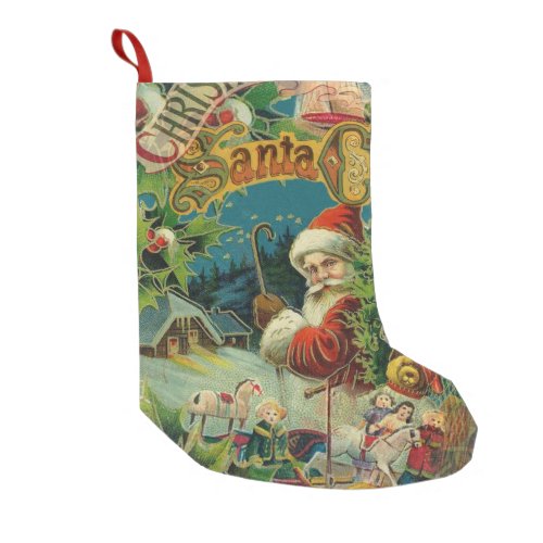 Christmas Santa Claus Antique Art Small Christmas Stocking