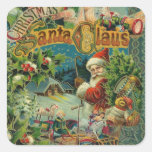 Christmas Santa Claus Antique Art Square Sticker