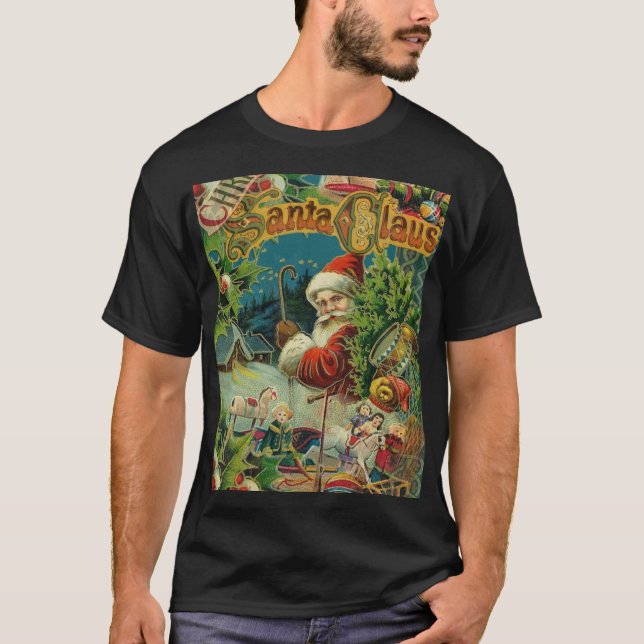 Christmas Santa Claus Antique Art T-Shirt (Front)