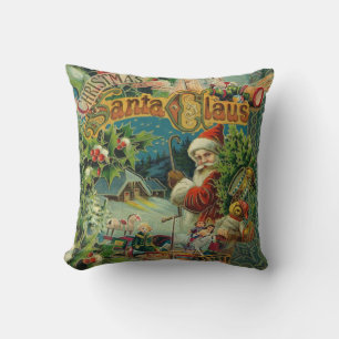 Christmas Santa Claus Antique Art Throw Pillow