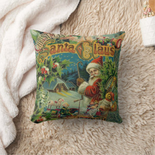 Christmas Santa Claus Antique Art Throw Pillow