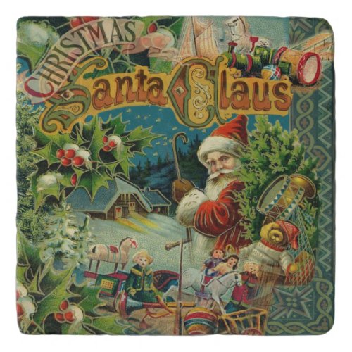 Christmas Santa Claus Antique Art Trivet