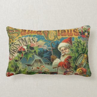 Christmas Santa Claus Antique Vintage Victorian Lumbar Pillow