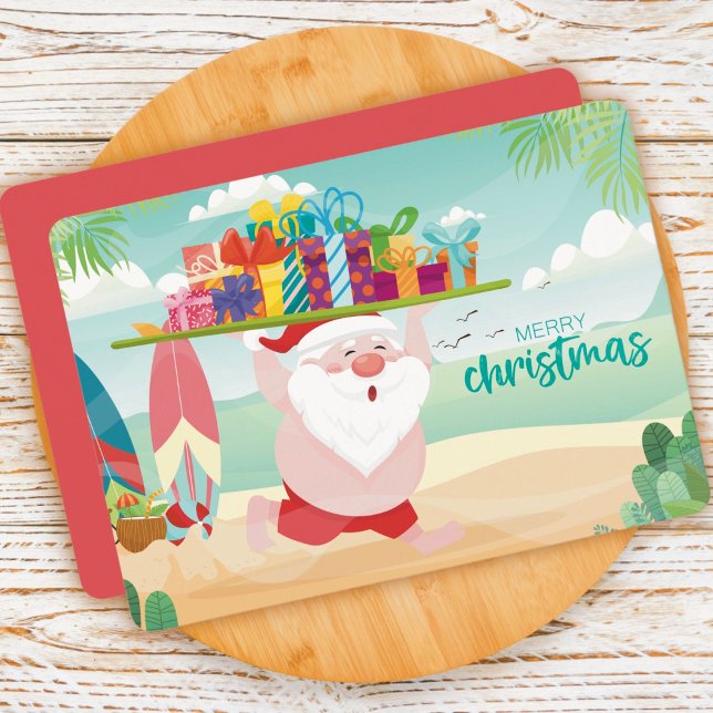 Christmas Santa Claus at the Beach Card (Creator Uploaded)