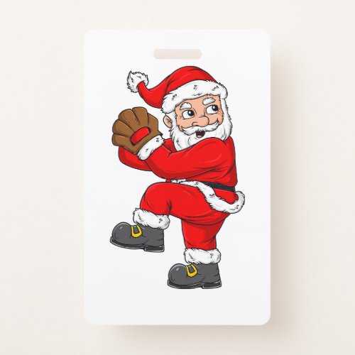 Christmas Santa Claus Baseball Catcher Boys Girls  Badge