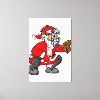 Christmas Santa Claus Baseball Catcher Boys Girls Canvas Print