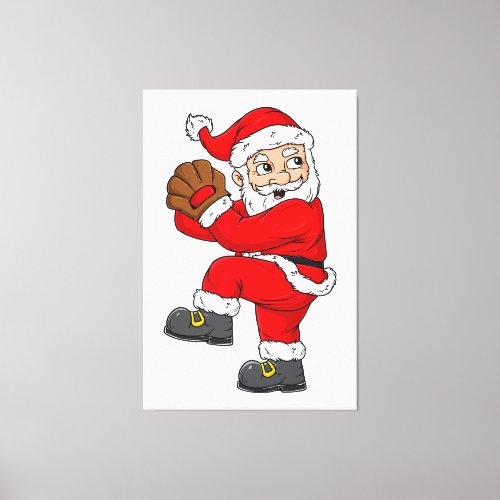 Christmas Santa Claus Baseball Catcher Boys Girls  Canvas Print